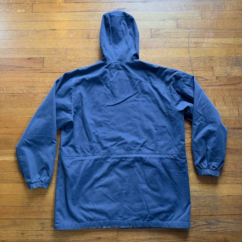 St. John's Bay Hooded Rain‎ Jacket Full Zip Lined Blue Coat Medium